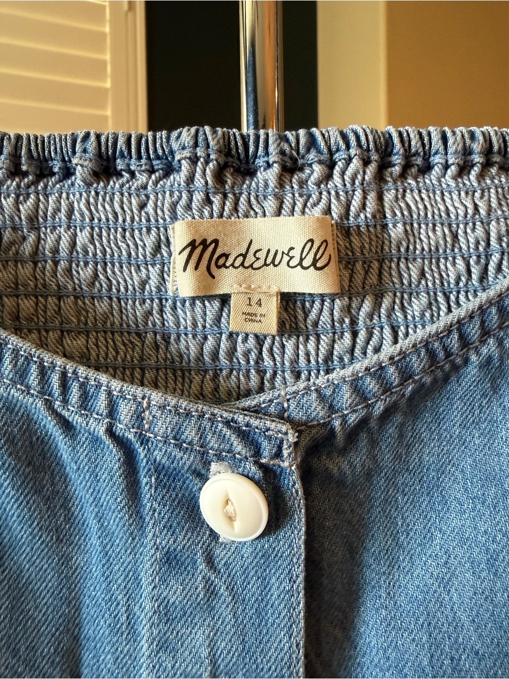 Madewell Light Blue Denim Button-Front Mini Dress - Picture 4 of 4